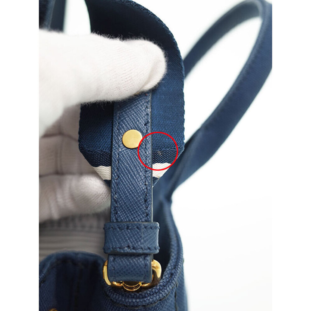 Prada Blue Denim Tote Canvas 2way Bag Canapa - Picture 9 of 9